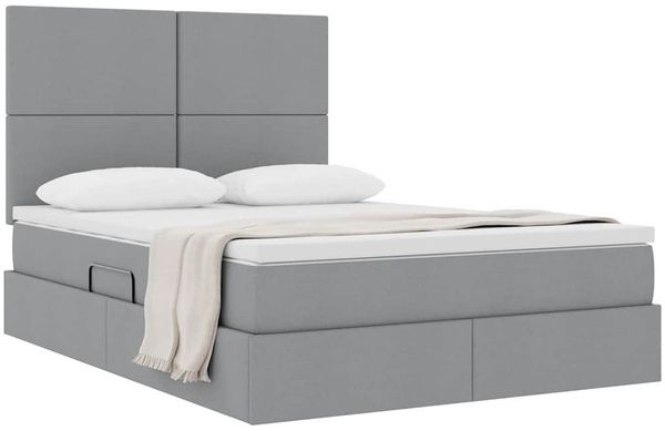 vidaXL Aufbewahrungsbett mit Matratze Hellgrau 140 x 190 cm Stoff 3371715 Bild 3
