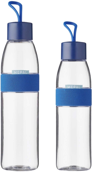 Mepal Duo Pack Trinkflasche Ellipse Vivid Blue 500 & 700 ml Inhalt auch für kohlensäurehaltige Getränke bruchfestes Material - auslaufsicher - Spülmaschinengeeignet