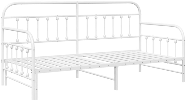 vidaXL Tagesbettrahmen mit Kopfteil Weiß 107 x 203 cm Stahl 42002655