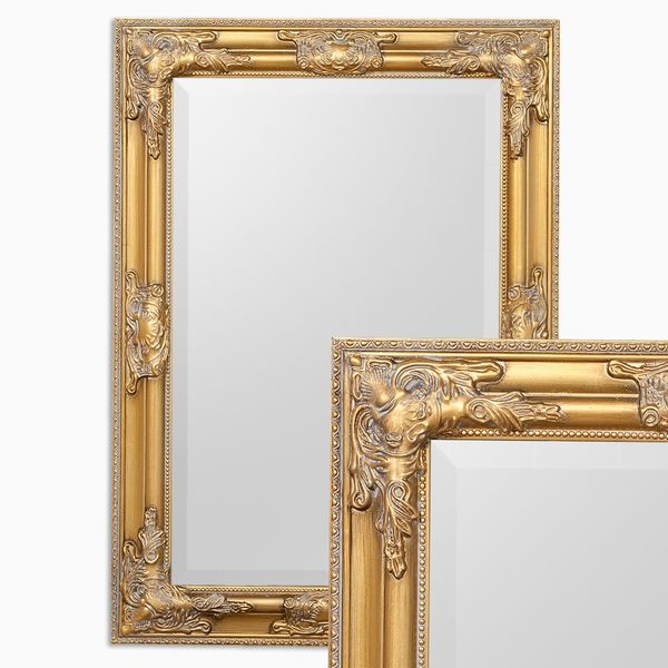 Wandspiegel gold antik barock Design Spiegel pompös Holzrahmen BESSA 80x60cm