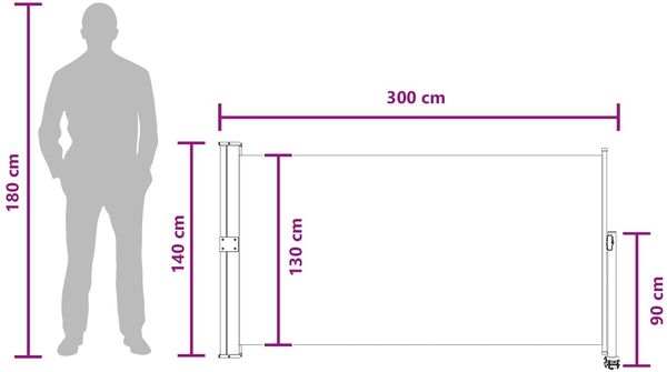 vidaXL Seitenmarkise 140 x 300 cm 100% Polyester Eisen Stahl 42035253 Bild 8