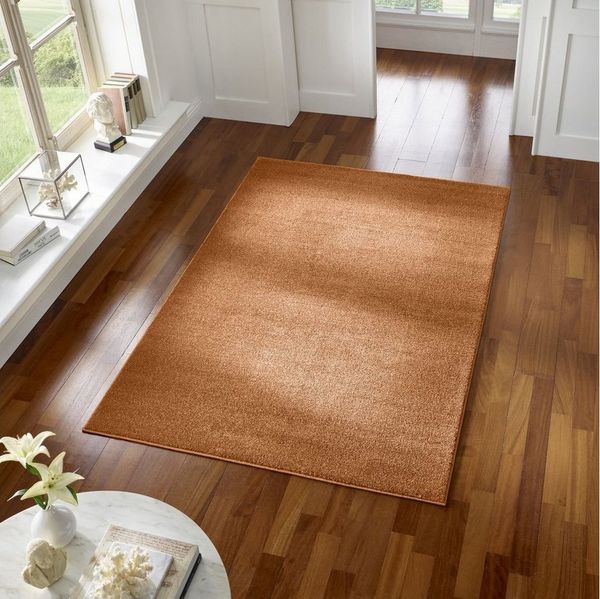 TaraCarpet Teppich Kurzflor-Webteppich Gala, rechteckig, Höhe: 13 mm, uni terra Soft Touch Wohnzimmer Schlafzimmer Kinderzimmer 080x150 cm