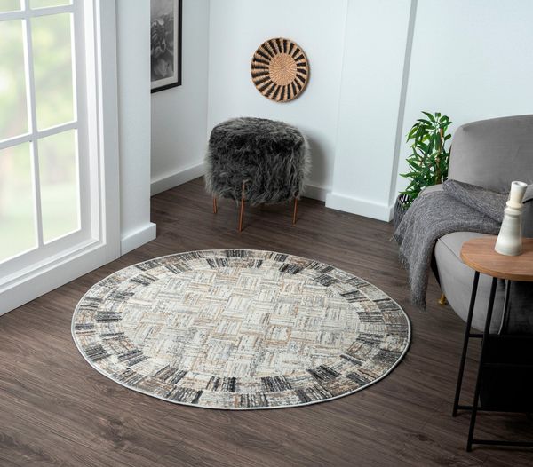 Myflair Möbel & Accessoires Teppich My Mood, rund, Höhe: 8 mm, Kurzflor, Scandi-Design, mit Bordüre, besonders weich durch Microfaser