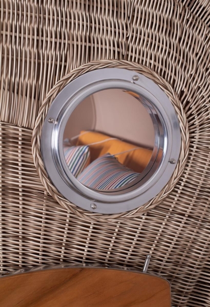 Strandkorb - bene living - Ammersee Grande XL Teak Bullauge - PE shell - Modell 586 - 2,5-Sitzer inkl. Liftersystem Bild 8