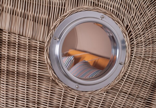 Strandkorb - bene living - Ammersee Grande XL Teak Bullauge - PE shell - Modell 586 - 2,5-Sitzer inkl. Liftersystem Bild 7