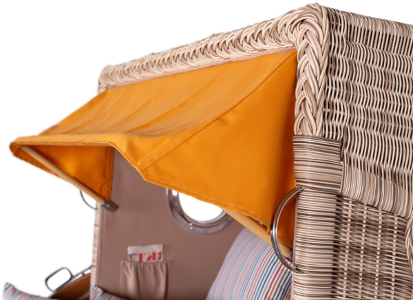 Strandkorb - bene living - Ammersee Grande XL Teak Bullauge - PE shell - Modell 586 - 2,5-Sitzer inkl. Liftersystem Bild 5