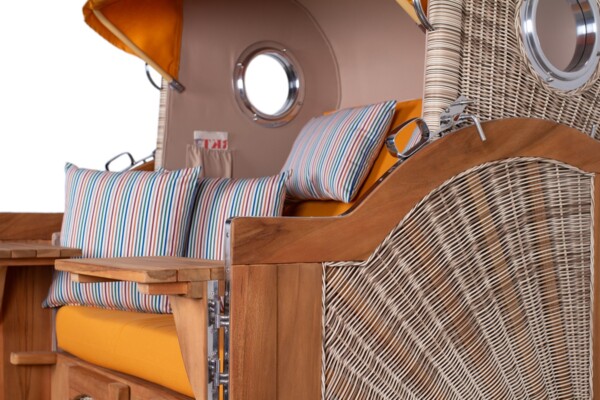 Strandkorb - bene living - Ammersee Grande XL Teak Bullauge - PE shell - Modell 586 - 2,5-Sitzer inkl. Liftersystem Bild 3