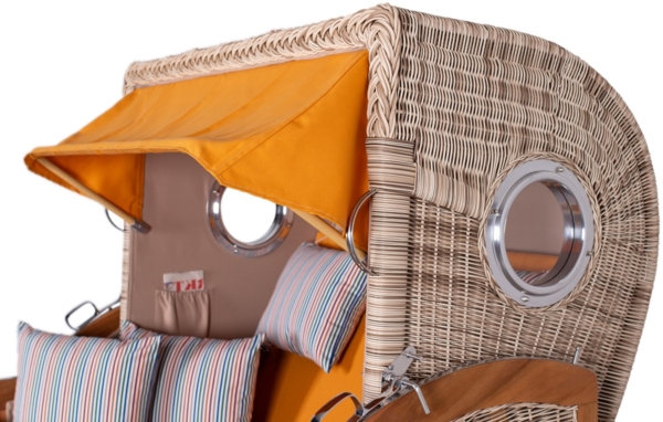 Strandkorb - bene living - Ammersee Grande XL Teak Bullauge - PE shell - Modell 586 - 2,5-Sitzer inkl. Liftersystem Bild 4