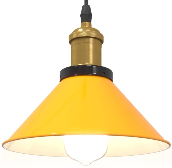 vidaXL Pendelleuchte Höhenverstellbar E27 Gelb Glänzend Ø 22 cm Metall 4103447 Bild 4