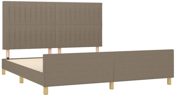 Doppelbett, Polsterbett mit Kopfteil Stoff Taupe 160x200 cm Bild 4