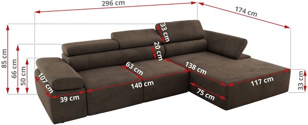 Mks Möbel 'RILASSO' Ecksofa, mit Relax-funktion, Elektrisch verstellbarer Sitz, L-förmige Ecke mit Armlehnen, Wellenfeder, Braun, Velours, links Bild 6