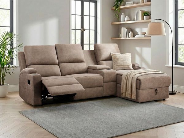 Home affaire Ecksofa Napori Multimediasofa, 3er Kinosessel XXL, L-Form, Kinosofa mit Relaxfunktion, Getränkehalter, Staufach und Staukasten