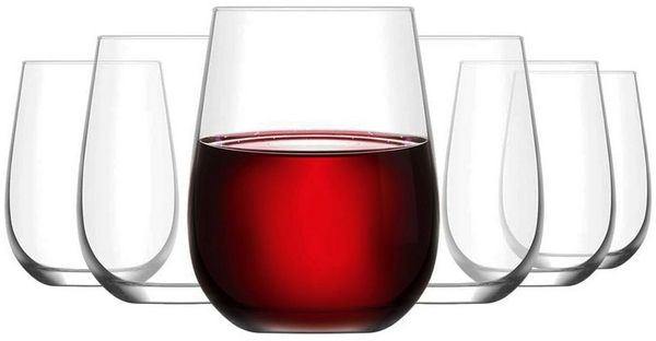 LAV Gläser-Set Gaia Softdrinkglas, 6-tlg, Glas, 6er Set, 475ml, mit feinem Rand, ideal für Soft Drinks, Wein, Wasser