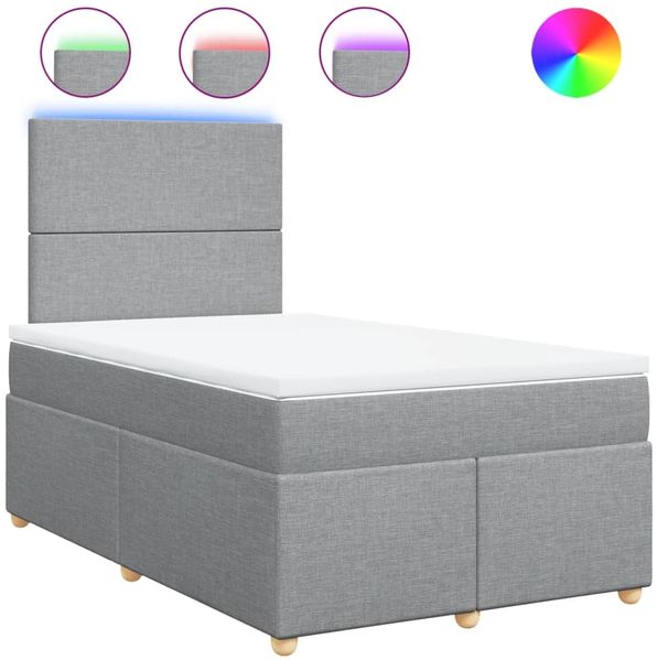 vidaXL Boxspringbett mit Matratze Hellgrau 120x200 cm Stoff 3293540 Bild 2