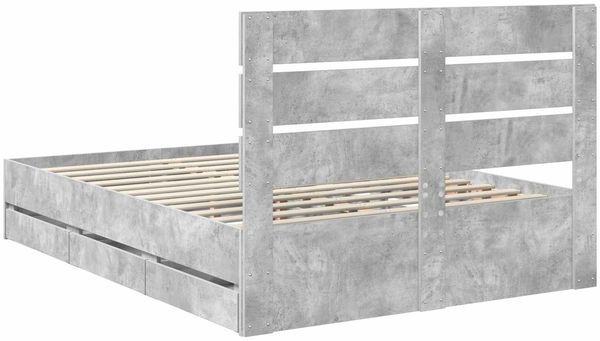 vidaXL Bettrahmen mit Kopfteil Beton Grau 140 x 190 cm Ingenieurs Holz 3411835 Bild 10