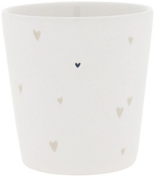 Bastion Collections Tasse Beige Titan, Keramik, Spülmaschinengeeignet, Weiß, Herzen, H: 9cm