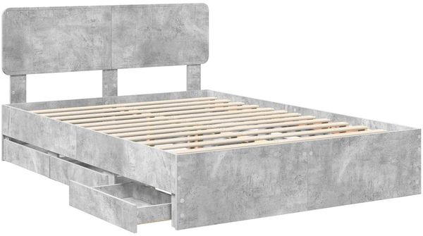 vidaXL Bettrahmen mit Schubladen Betongrau 150 x 200 cm Holzwerkstoff 3412174 Bild 5