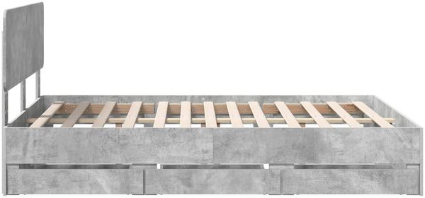 vidaXL Bettrahmen mit Schubladen Betongrau 150 x 200 cm Holzwerkstoff 3412174 Bild 9