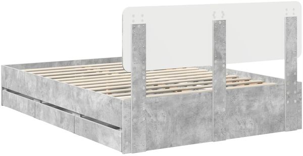 vidaXL Bettrahmen mit Schubladen Betongrau 150 x 200 cm Holzwerkstoff 3412174 Bild 10