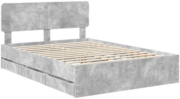 vidaXL Bettrahmen mit Schubladen Betongrau 150 x 200 cm Holzwerkstoff 3412174 Bild 4