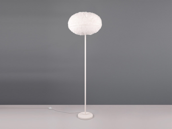 LED Stehleuchte mit Kugel Lampenschirm aus Plüsch, Höhe 154cm Bild 5