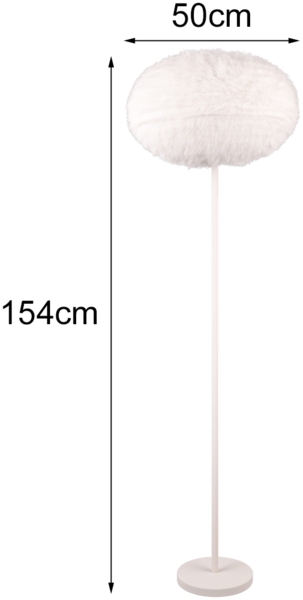 LED Stehleuchte mit Kugel Lampenschirm aus Plüsch, Höhe 154cm Bild 4