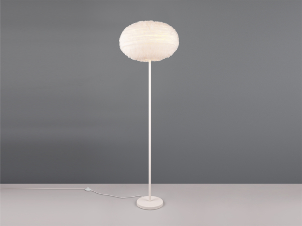LED Stehleuchte mit Kugel Lampenschirm aus Plüsch, Höhe 154cm Bild 3