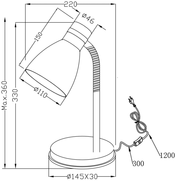 LED Schreibtischleuchte mit Flexarm und Metallschirm Grau, Höhe 33cm Bild 6
