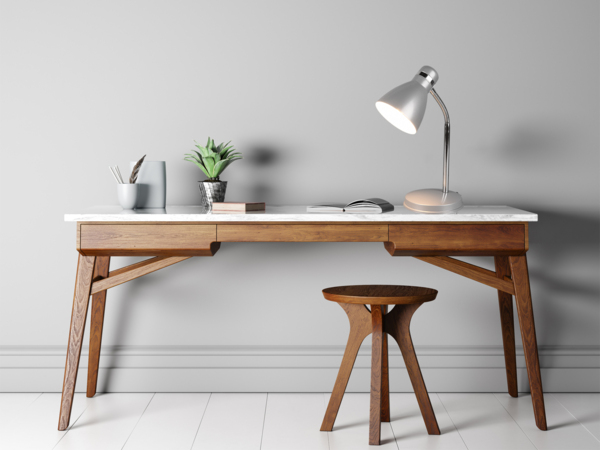 LED Schreibtischleuchte mit Flexarm und Metallschirm Grau, Höhe 33cm Bild 3