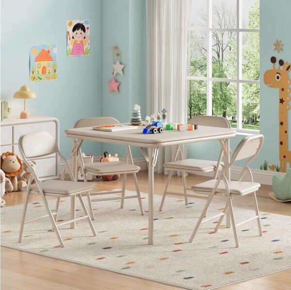 GarveeMore Kindertisch und Stuhlset klappbares 5-teiliges für Esszimmer,Kindertagesstätte, Kinderaktivitätstisch- und Stuhlset für Klassenzimmer