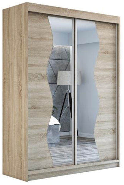 Schwebetürenschrank RIMA 2-türig Schrank 120 cm (mit Spiegel) Farbe: Sonoma