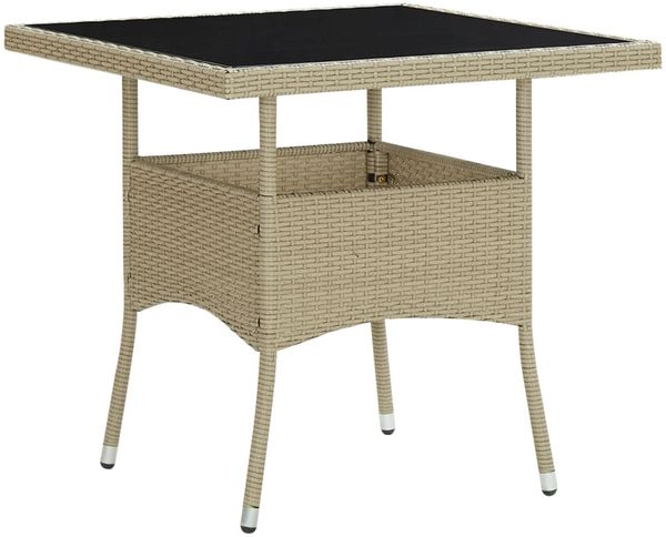 vidaXL Garten-Esstisch Beige Poly Rattan und Glas 310551