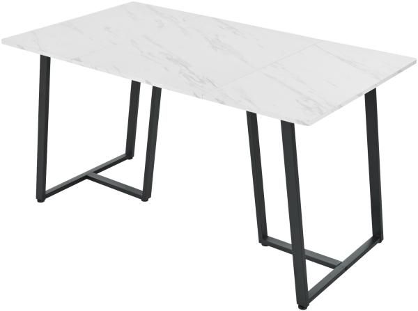 Merax 140 x 80cm Esstisch,(1-St), moderner Küchentisch, Gestell aus Metall Rechteckiger Esstisch aus Moderner Marmormuster Küchentisch mit verstellbaren Füßen für Esszimmer Wohnzimmer, Weiß/Schwarz