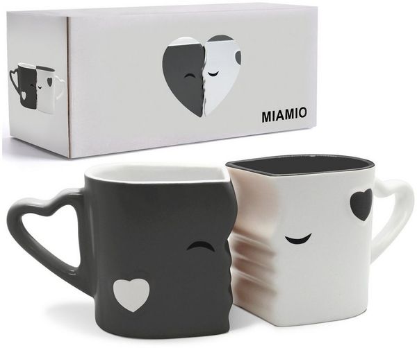 MiaMio Kaffeeservice Küssende Tassen Geschenk Set, Kaffeetassen«, Keramik (2-tlg)