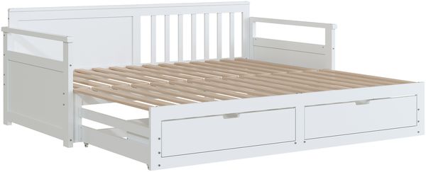 Tagesbett Kiefer mit Schubladen, 90/180x190 cm weiß,Ausziehbett zum Doppelbett, Gästebett Bild 9