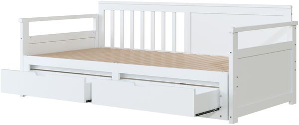 Tagesbett Kiefer mit Schubladen, 90/180x190 cm weiß,Ausziehbett zum Doppelbett, Gästebett Bild 7