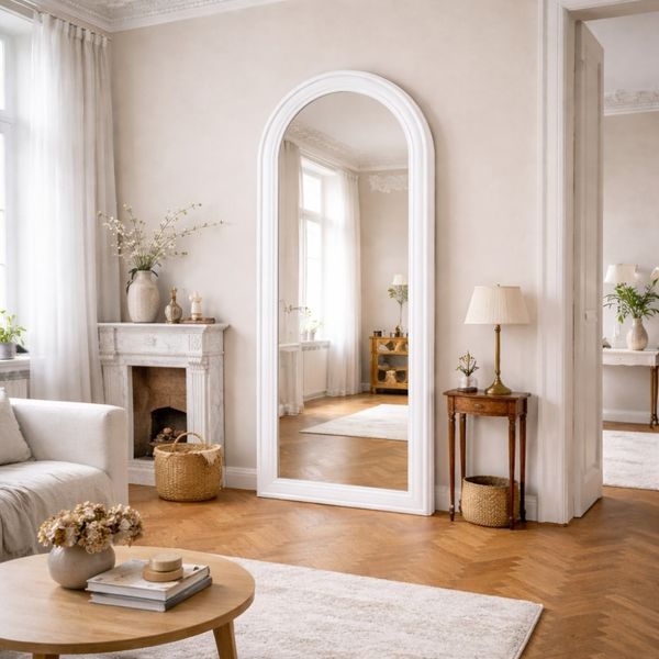 Design Rundbogen Spiegel 180x85cm FORMOSA weiss Wandspiegel modern Standspiegel