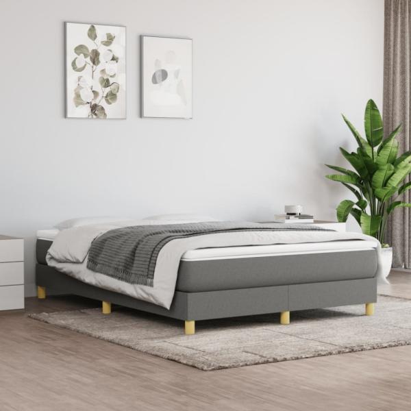 vidaXL Boxspringbett mit Matratze Dunkelgrau 140x190 cm Stoff 3144168