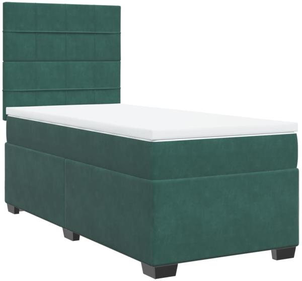 vidaXL Boxspringbett mit Matratze Dunkelgrün 90x200 cm Samt 3290813