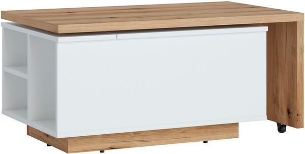 Couchtisch Ornella / Oreta, Holzwerkstoff, Weiß, Holzfarben, 95 x 45 x 54 cm