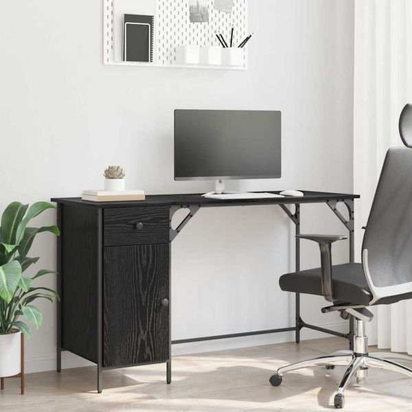 vidaXL Computertisch Schwarz Eichen-Optik 131 x 48 x 75 cm 882834
