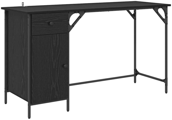 vidaXL Computertisch Schwarz Eichen-Optik 131 x 48 x 75 cm 882834