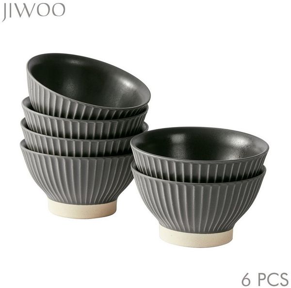 JIWOO Schale 6er Ø12cm, Müslischale Eisschale FrühstückSchale Dessertschale, Keramik, (Schaleset, 6-tlg), Ø12 cm Hochwertiges Matt Schalen Grau Mikrowellenofen Spülmaschine