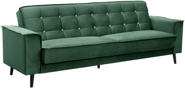 Sofa 3-Sitzer mit Bettfunktion Kaycee Samtvelours grün