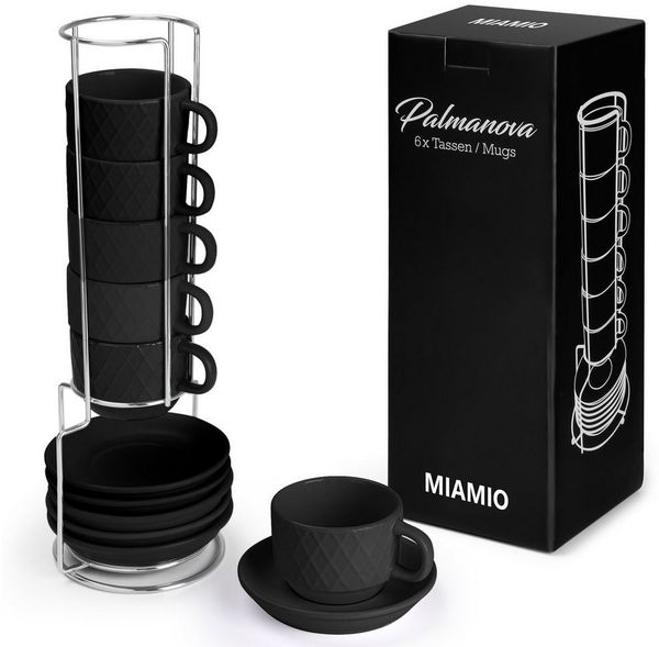 MiaMio Espressotasse Palmanova Schwarz, 75 ml, 6-tlg, Keramik