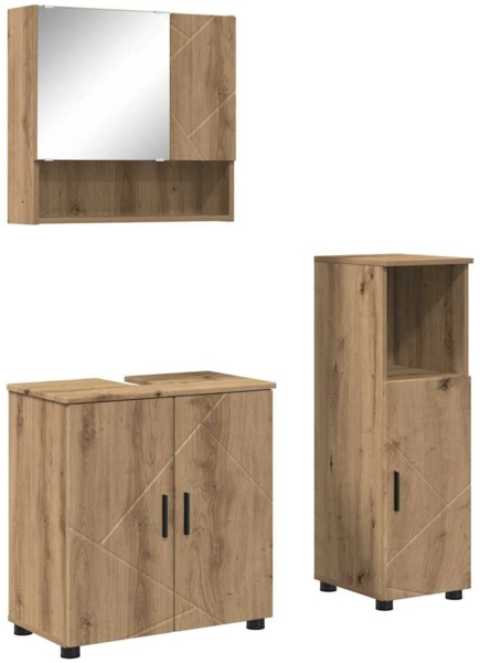 vidaXL Badezimmermöbel-Set 3 pcs Artisan-Eiche Holzwerkstoff & Metall 3392952