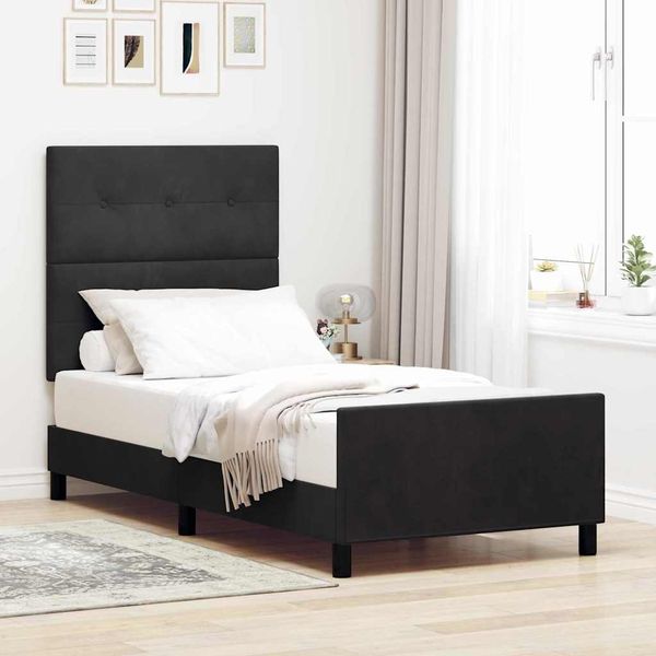 vidaXL Boxspringbett mit Kopfteil Schwarz 90 x 190 cm Samt 3344911