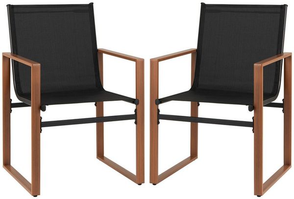 COSTWAY Gartenstuhl (2 St), 2er Set, Metallrahmen, Retro-Stil