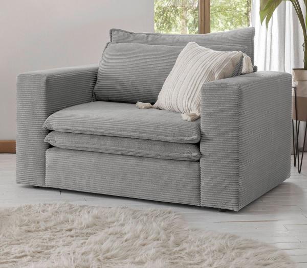 Loveseat Sessel Pesaro in grau Cord 125 cm