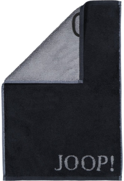 Cawö Handtuch Gästetuch Classic Doubleface Schwarz 1600 90, Walkfrottier (1-St), Unifarben, Wendeoptik, Logo